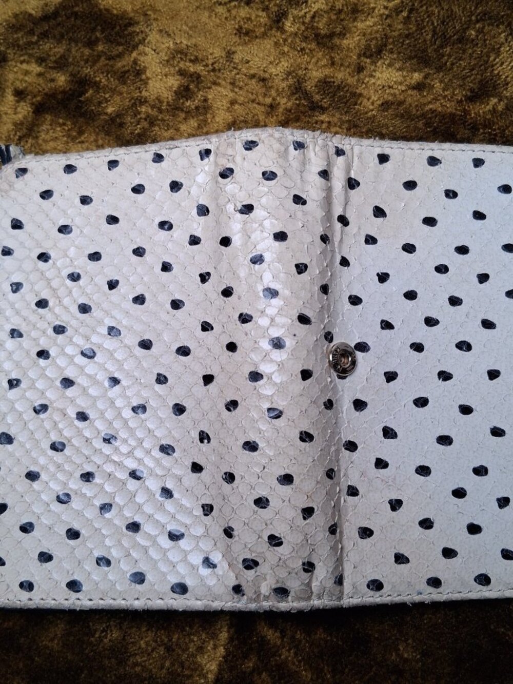 Kate Spade Kennedy Street Snake Wallet Trifold Ivory Black Dots Leather - Picture 9 of 16